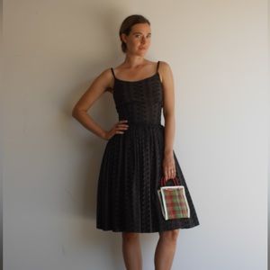 1950s Black Eyelet Dress